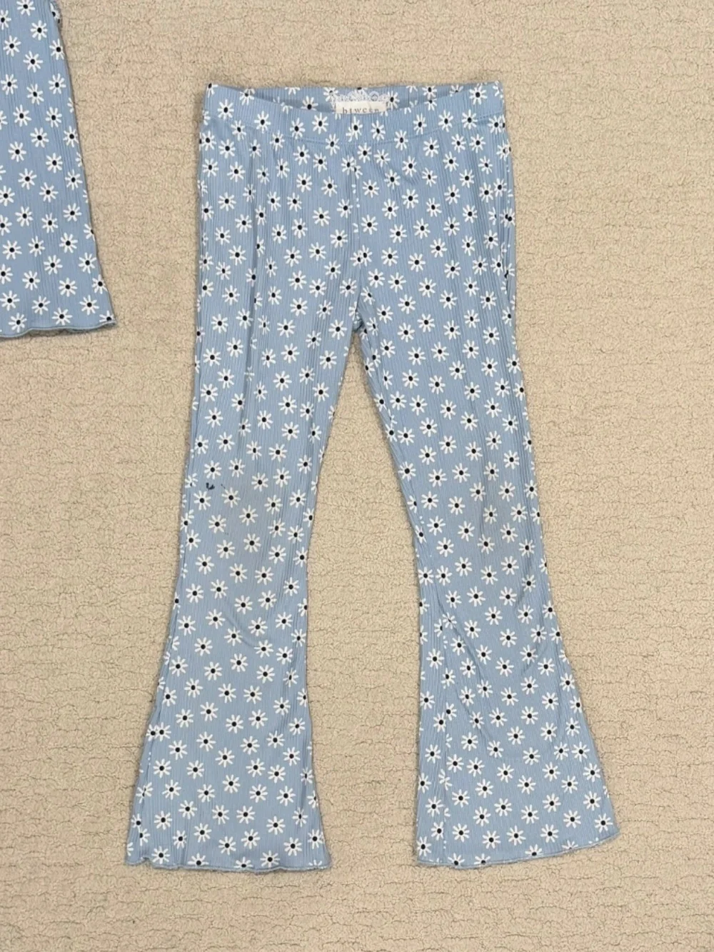 Kids Btween Floral Ribbed Tank & Bell Bottoms Size 7